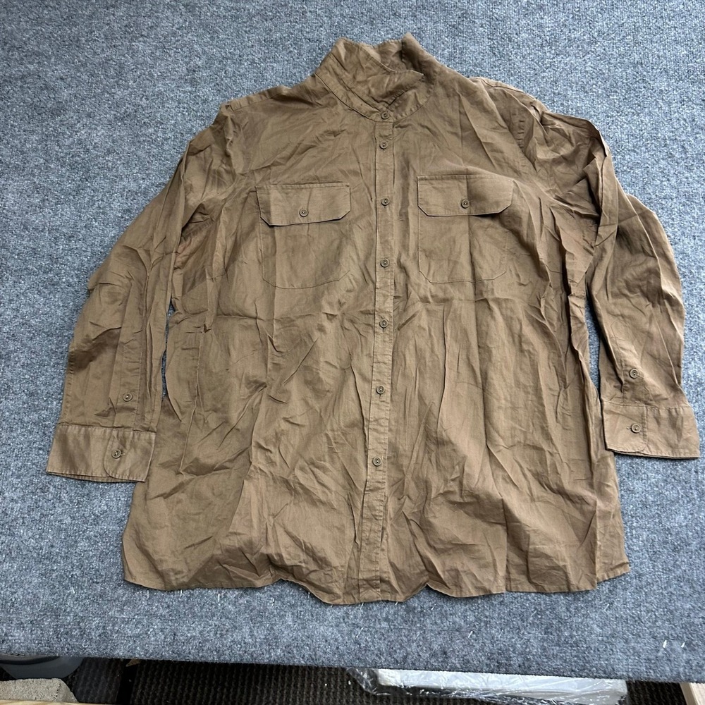 Lauren Ralph Lauren Shirt Womens Size 2X Brown Cotton Long Sleeve Button Down